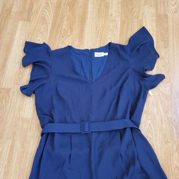 Eliza J Flutter Sleeve Jumpsuit size in Navy - NEW - Picture 5 of 10